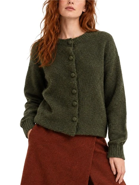 CARDIGAN GIROCOLLO CON BOTTONI RIVESITTI DONNA KAKI