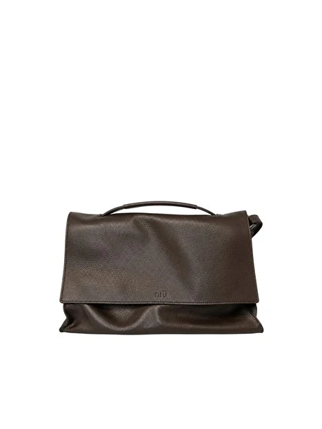BORSA A MANO CON TRACOLLA IN VERA PELLE DONNA NERO