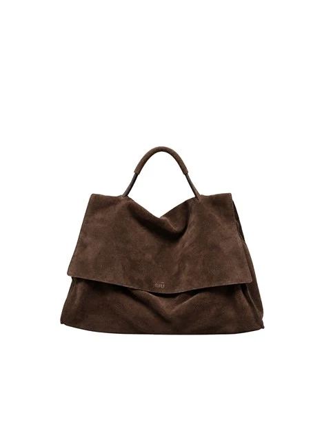 BORSA A MANO CON TRACOLLA IN VERO CAMOSCIO DONNA MARRONE