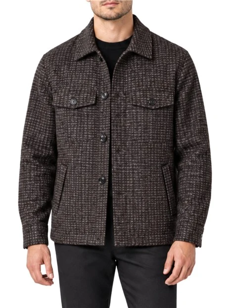 GIACCA A CAMICIA IN LANA UOMO MARRONE