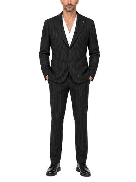 COMPLETO  CON GIACCA E PANTALONI GESSATI UOMO NERO