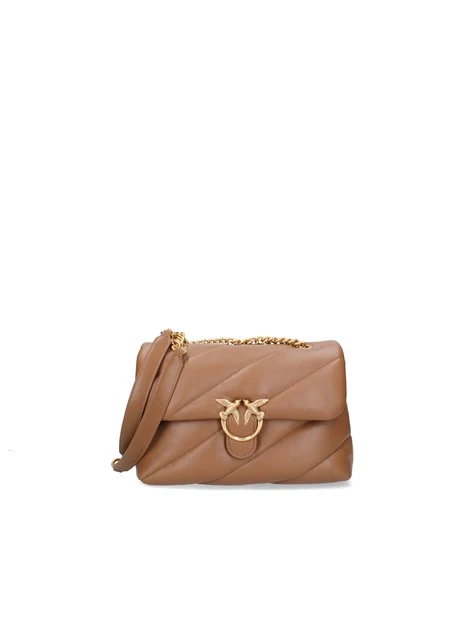 BORSA A TRACOLLA CON TRAPUNTATURA DONNA MARRONE