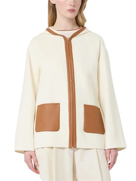 GIACCONE CORTO CON CAPPUCCIO IN LANA CASHMERE E SETA DONNA