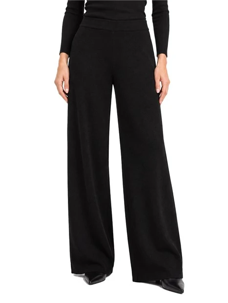 PANTALONI PALAZZO IN MAGLIA DONNA NERO