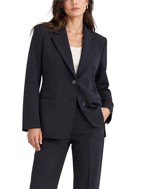 BLAZER MONOPETTO SARTORIALE IN MISTO VISCOSA DONNA BLU