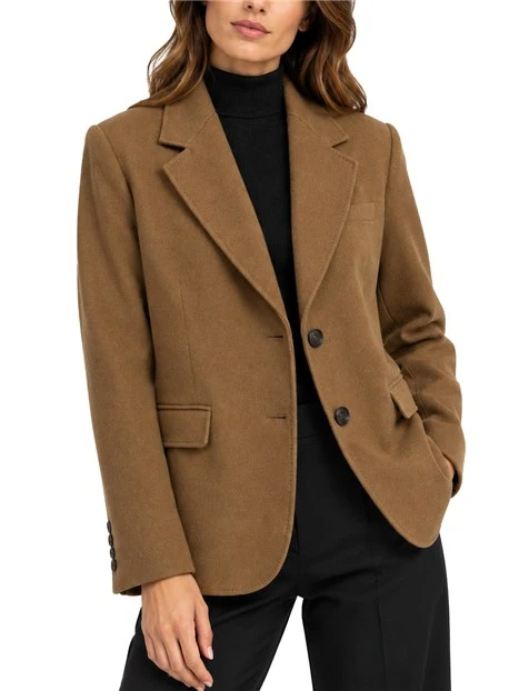 BLAZER MONOPETTO IN PURA LANA LEGGERA DONNA MARRONE