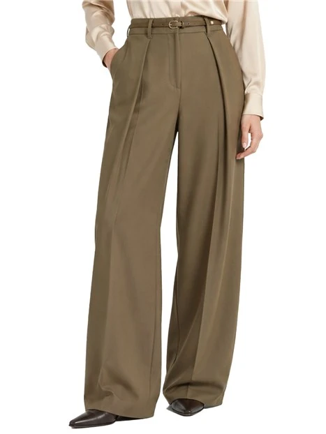 PANTALONE PALAZZO CON LISTINO ALTO IN VITA DONNA MARRONE