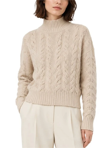 MAGLIA A TRECCE IN LANA E CASHMERE DONNA BEIGE