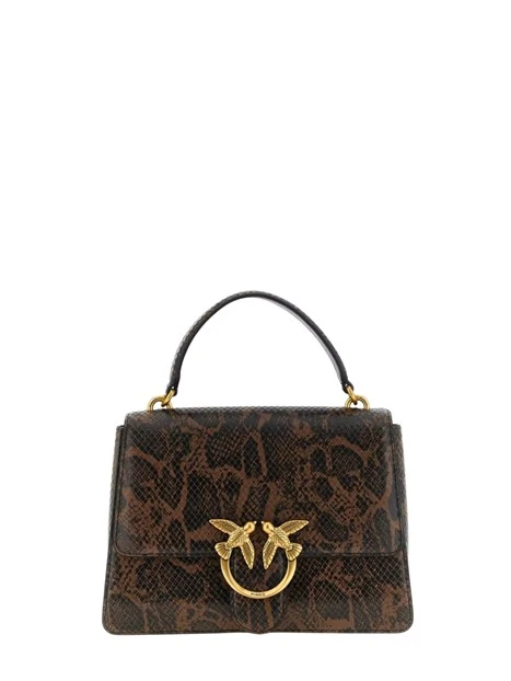 BORSA A MANO IN PELLE STAMPA PITONE CON TRACOLLA DONNA MARRONE