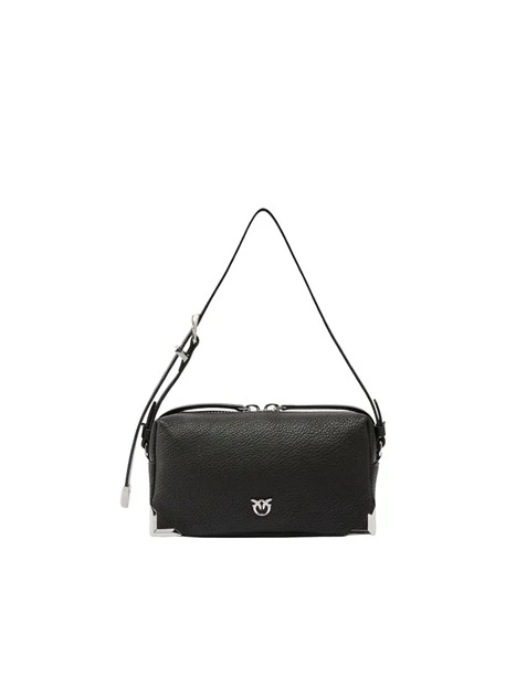 BORSA A SPALLA BAULETTO IN PELLE CON DUE TRACOLLE DONNA NERO
