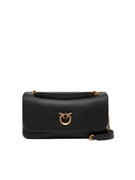 BORSA A TRACOLLA MEDIA IN PELLE CON CATENA DONNA NERO