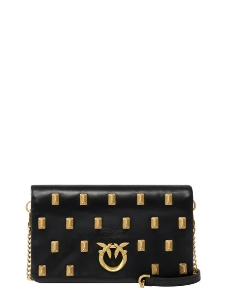POCHETTE CLICK SOFT HORIZONTAL IN PELLE CON BORCHIE DONNA NERO