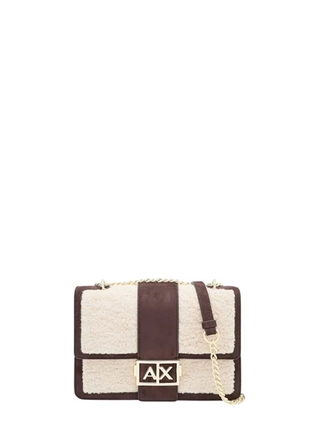 BORSA A TRACOLLA MESSENGER IN TEDDY DONNA PANNA E MARRONE