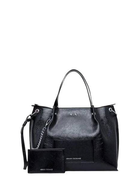 BORSA SHOPPING IN ECOPELLE LUCIDA DONNA NERO