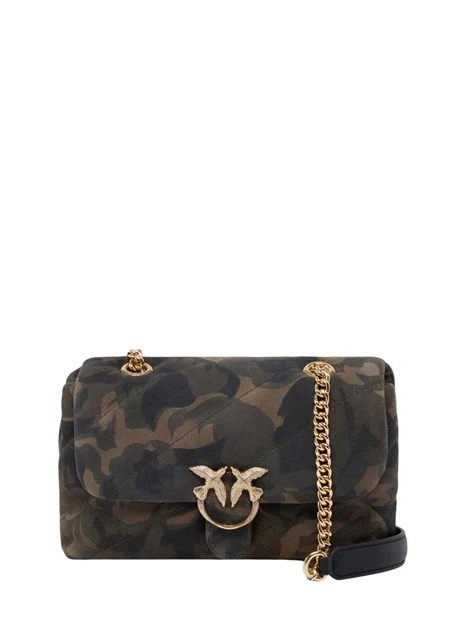 BORSA A SPALLA LOVE PUFF MINI IN PELLE SCAMOSCIATA CAMOUFLAGE DONNA VERDE