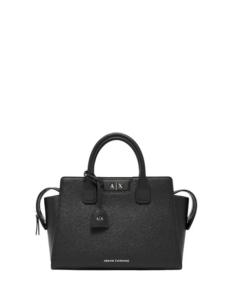 BORSA SHOPPING EFFETTO SAFFIANO CON TRACOLLA LOGATA DONNA NERO