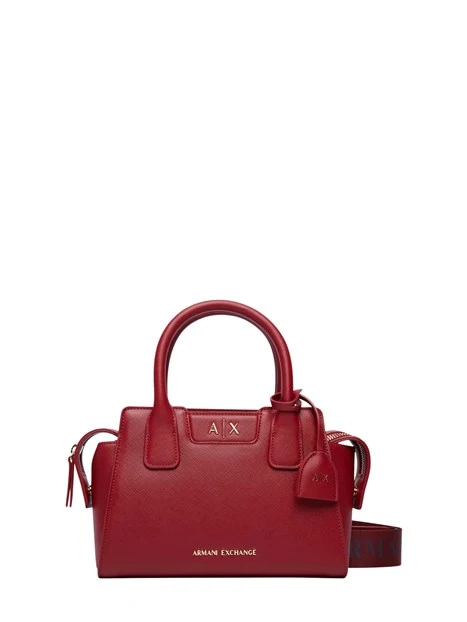 SHOPPING BAG COMPATTA EFFETTO SAFFIANO CON TRACOLLA DONNA ROSSA