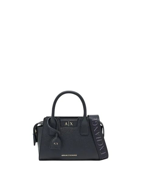 SHOPPING BAG COMPATTA EFFETTO SAFFIANO CON TRACOLLA DONNA NERO