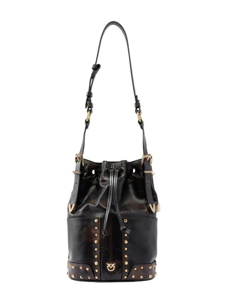 BORSA A TRACOLLA MINI IN PELLE CON BORCHIE DONNA MARRONE