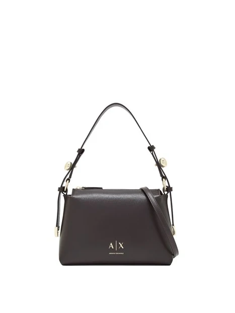 BORSA A SPALLA EFFETTO PELLE E TRACOLLA REGOLABILE DONNA MARRONE
