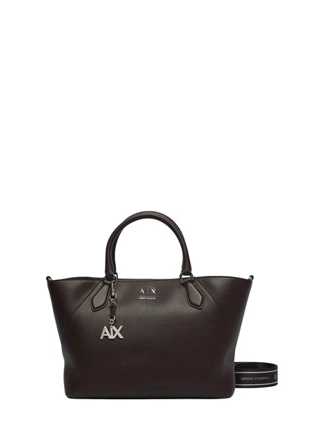 BORSA SHOPPING CON CHARM E TRACOLLA RIMOVIBILE DONNA MARRONE