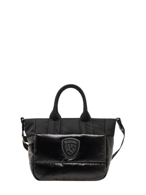 BORSA SHOPPING TRAPUNTATA CON LOGO DONNA NERO