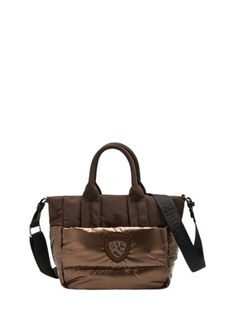 BORSA SHOPPING TRAPUNTATA CON LOGO DONNA MARRONE