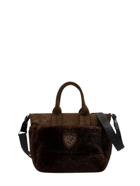 BORSA SHOPPING CON LOGO STRASS DONNA MARRONE