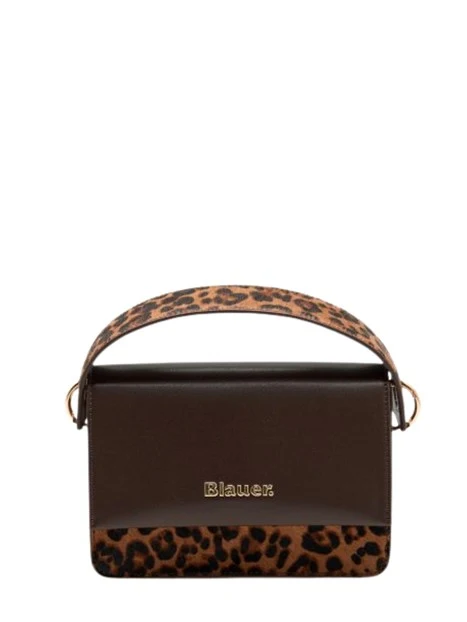 BORSA A SPALLA CON STAMPA MACULATA DONNA MARRONE