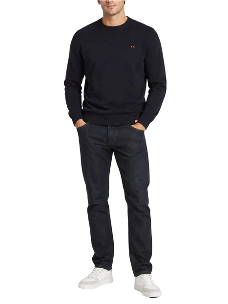 MAGLIA GIROCOLLO IN LANA E COTONE UOMO BLU