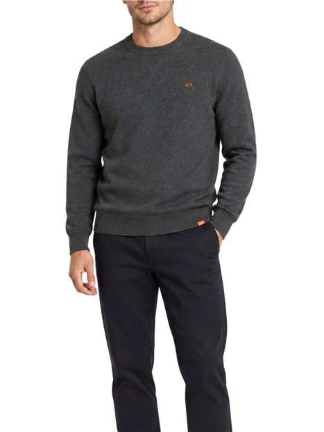 MAGLIA GIROCOLLO IN LANA E COTONE UOMO GRIGIO
