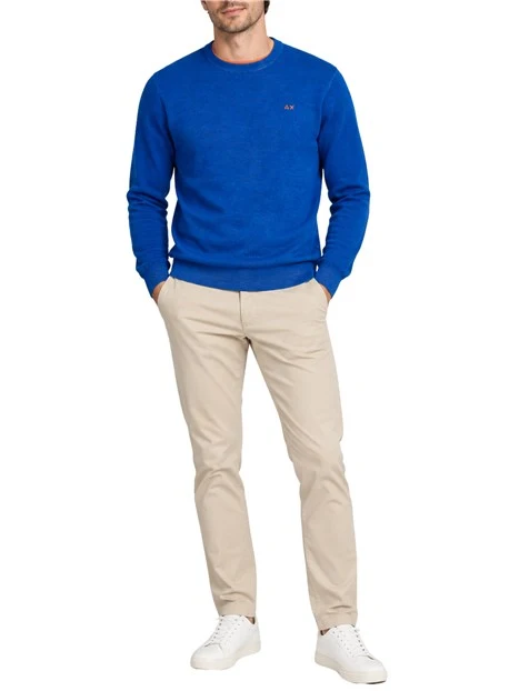 MAGLIA GIROCOLLO IN LANA EFFETTO VINTAGE UOMO BLU