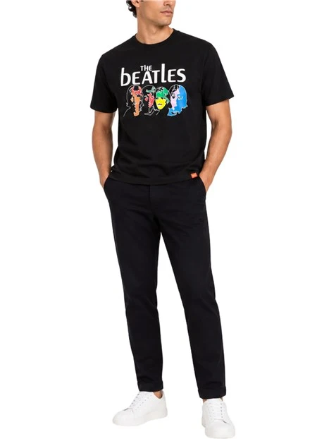 T-SHIRT MANICA CORTA CON STAMPA UOMO NERO