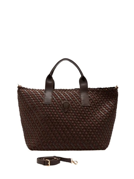 BORSA SHOPPING INTRECCIATA DONNA MARRONE