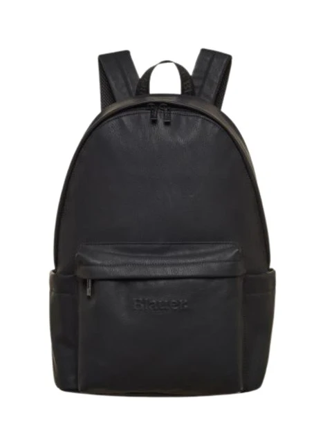 ZAINO CON TASCA FRONTALE E LOGO INCISO UOMO NERO