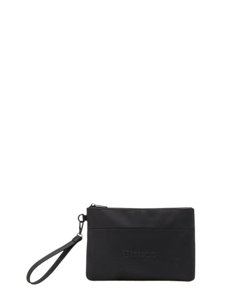 POCHETTE PIATTA CON LOGO INCISO UNISEX NERO