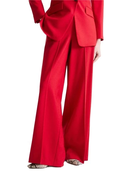 PANTALONI PALAZZO WIDE LEG IN MISTO LANA STRETCH DONNA  ROSSO