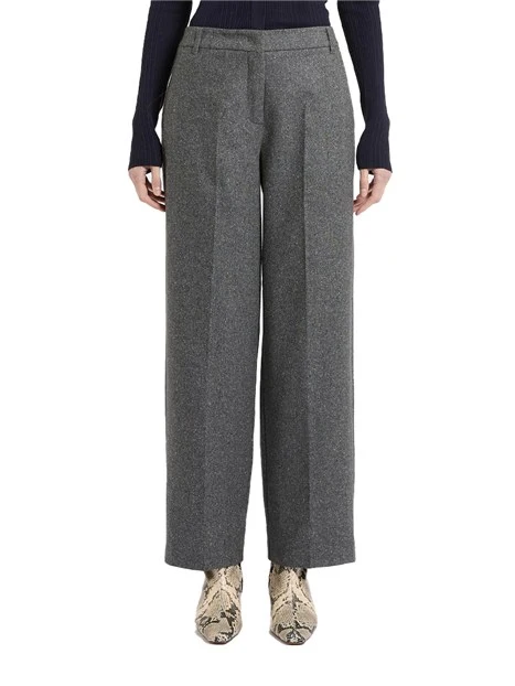 PANTALONI PALAZZO IN TWEED DI LANA E SETA DONNA GRIGIO