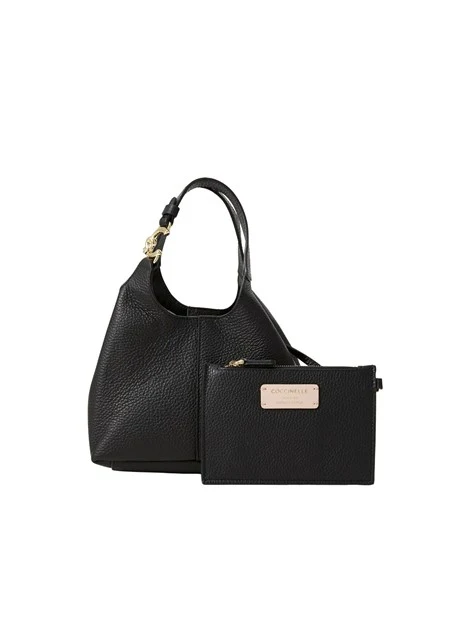 BORSA SHOPPING IN PELLE MARTELLATA CON ASTUCCIO DONNA NERO
