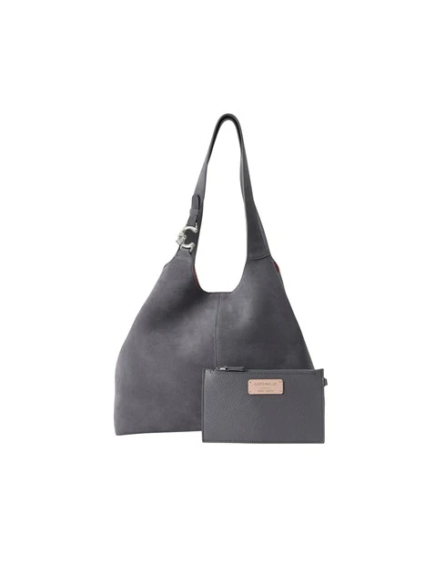 BORSA SHOPPING IN CAMOSCIO CON ASTUCCIO DONNA ANTRACITE