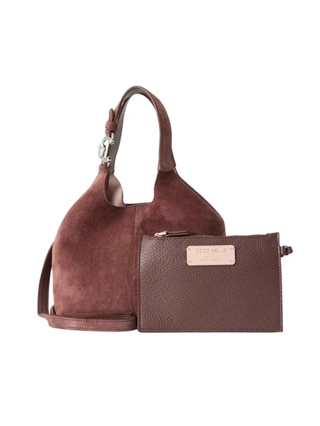 BORSA A MANO IN CAMOSCIO CON ASTUCCIO DONNA MARRONE