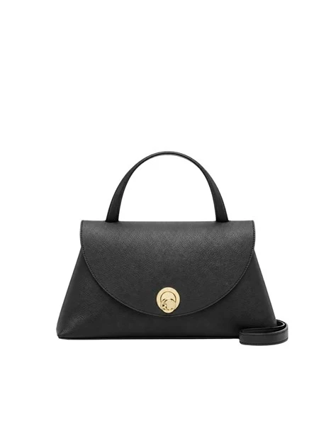 BORSA A MANO IN PELLE CON PATTINA SAGOMATA DONNA NERO