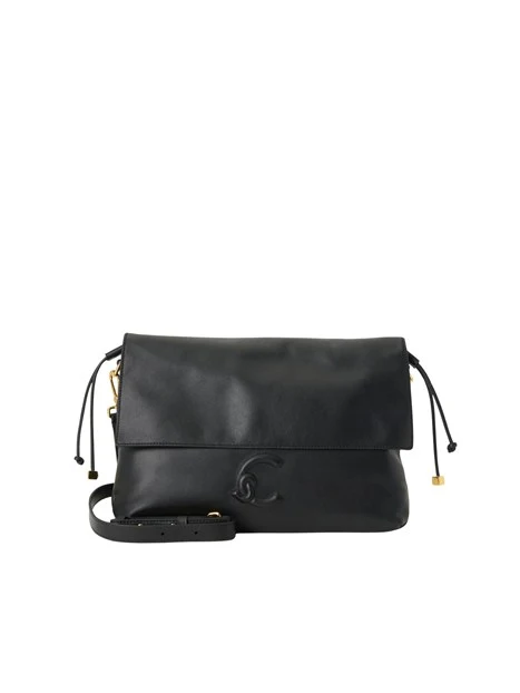 BORSA A TRACOLLA IN PELLE CON PATTINA DONNA NERO