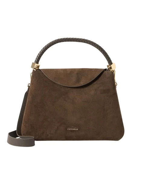BORSA A MANO CON MANICO INTRECCIATO DONNA MARRONE
