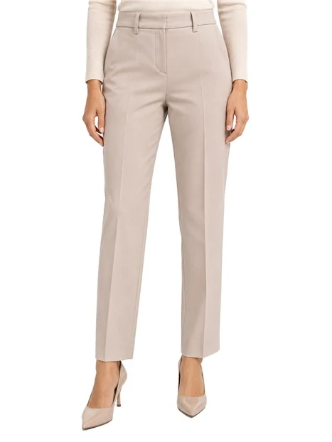PANTALONI CROPPED IN GABARDINA DI LANA VERGINE DONNA BEIGE