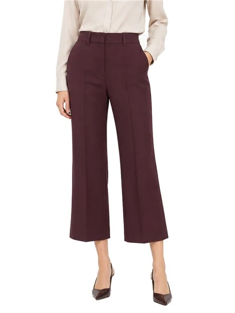 PANTALONI CROPPED IN GABARDINA DI LANA VERGINE DONNA VIOLA