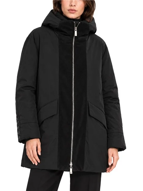 PIUMINO MODELLO PARKA IMBOTTITO ANTIGOCCIA DONNA NERO