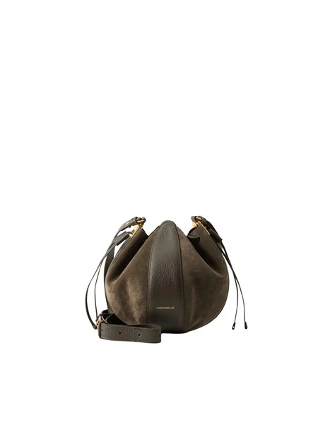 BORSA A TRACOLLA IN CAMOSCIO E PELLE CON COULISSE DONNA MARRONE