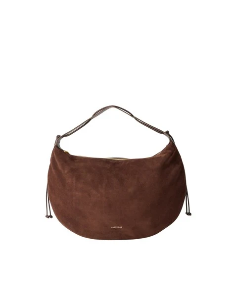 BORSA A SPALLA IN CAMOSCIO CON LACCI LATERALI DONNA MARRONE