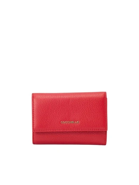 PORTAFOGLIO IN PELLE CON PATTINA DONNA ROSSO